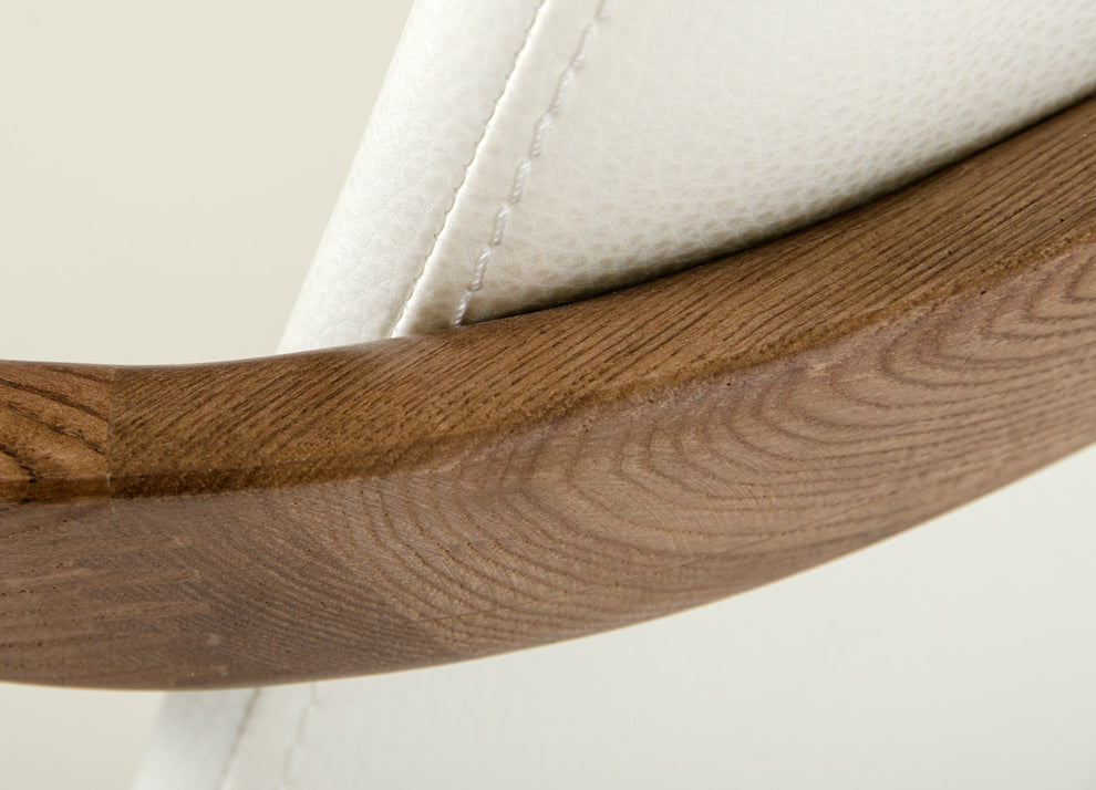 Mod Walnut Wood And Cream Faux Dining Chair By Homeroots | Dining Chairs | Modishstore - 4