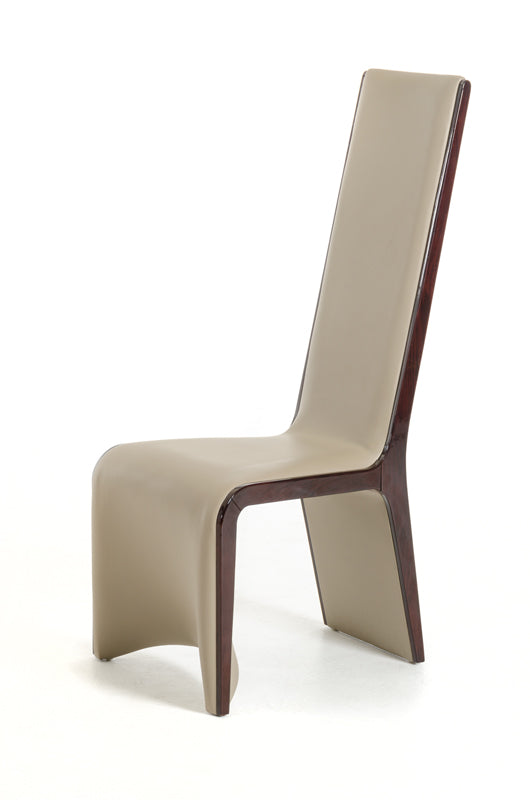 Two 47' Ebony Wood And Taupe Leatherette Dining Chairs By Homeroots | Dining Chairs | Modishstore