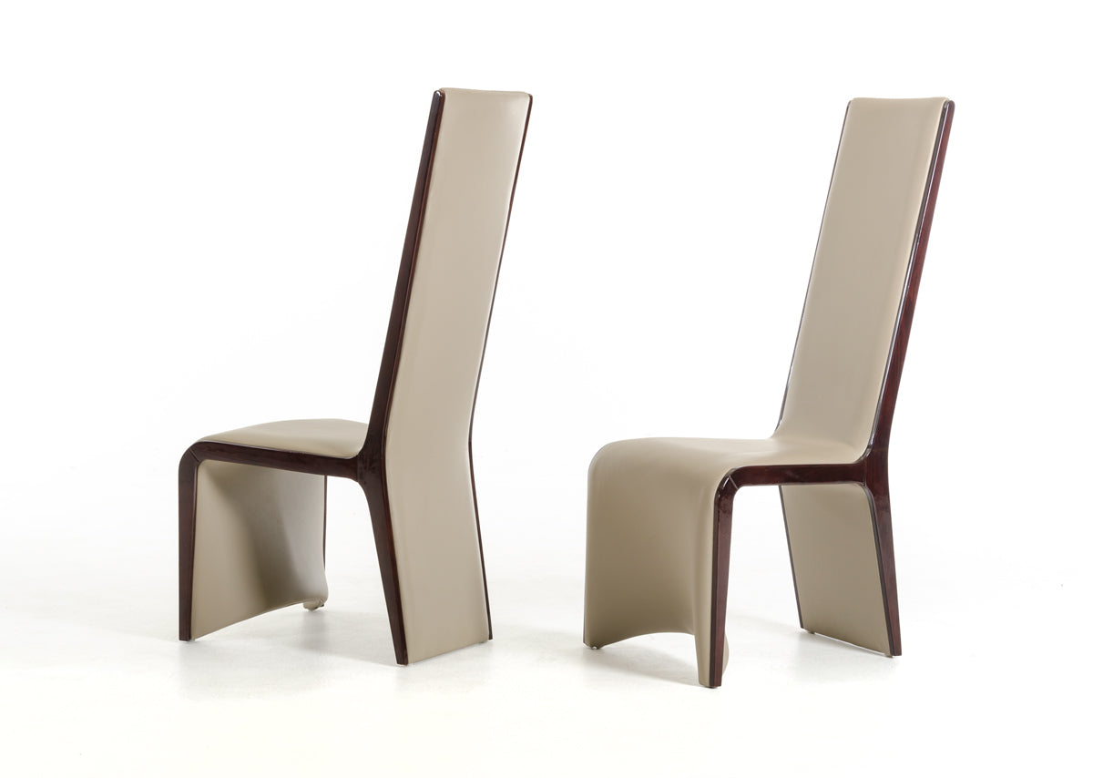 Two 47' Ebony Wood And Taupe Leatherette Dining Chairs By Homeroots | Dining Chairs | Modishstore - 2