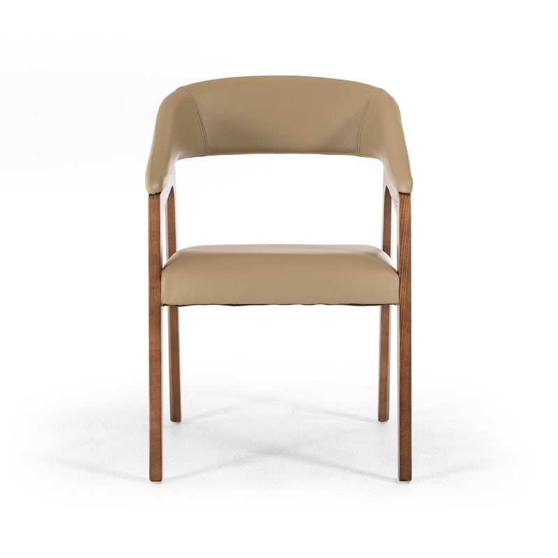 31' Taupe Leatherette And Walnut Wood Dining Chair By Homeroots | Dining Chairs | Modishstore - 2