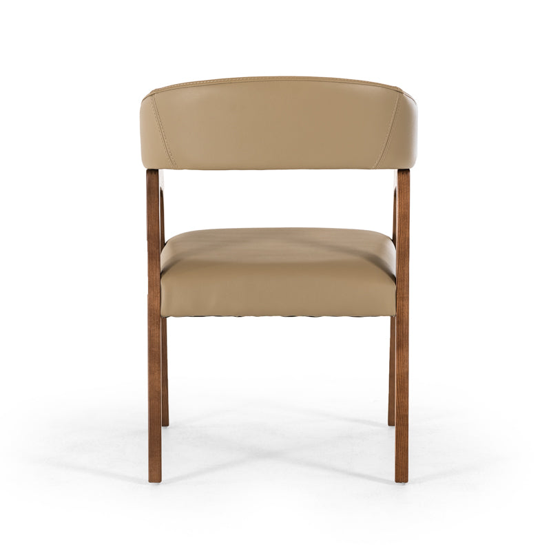 31' Taupe Leatherette And Walnut Wood Dining Chair By Homeroots | Dining Chairs | Modishstore - 3