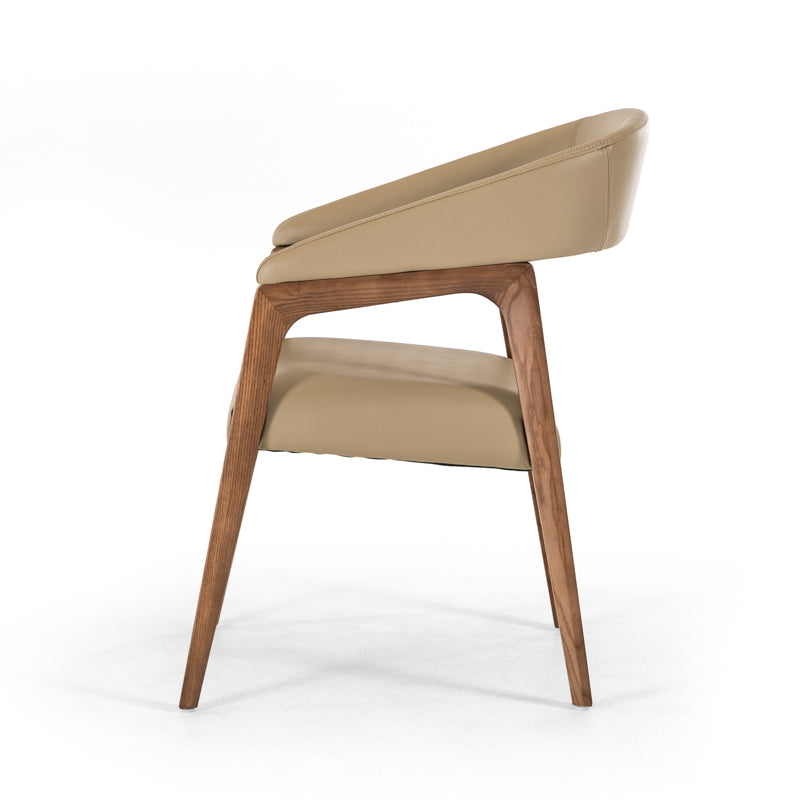 31' Taupe Leatherette And Walnut Wood Dining Chair By Homeroots | Dining Chairs | Modishstore - 4
