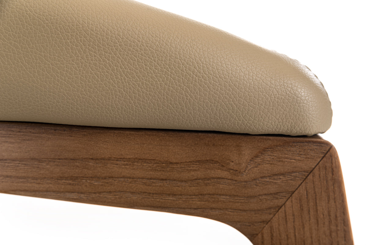 31' Taupe Leatherette And Walnut Wood Dining Chair By Homeroots | Dining Chairs | Modishstore - 5