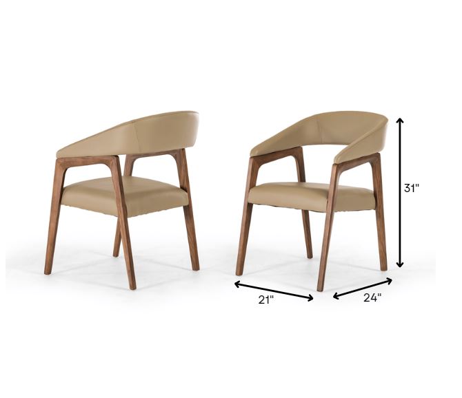 31' Taupe Leatherette And Walnut Wood Dining Chair By Homeroots | Dining Chairs | Modishstore - 6