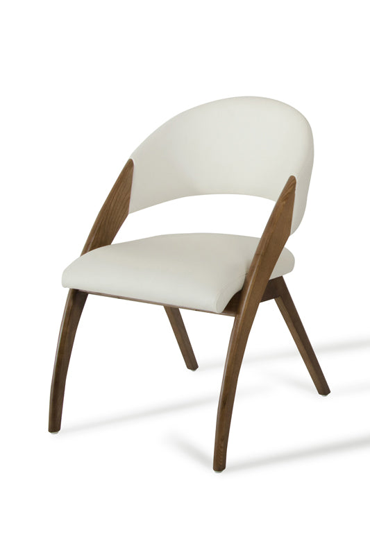 31' Walnut Wood And Cream Leatherette Dining Chair By Homeroots | Dining Chairs | Modishstore - 3