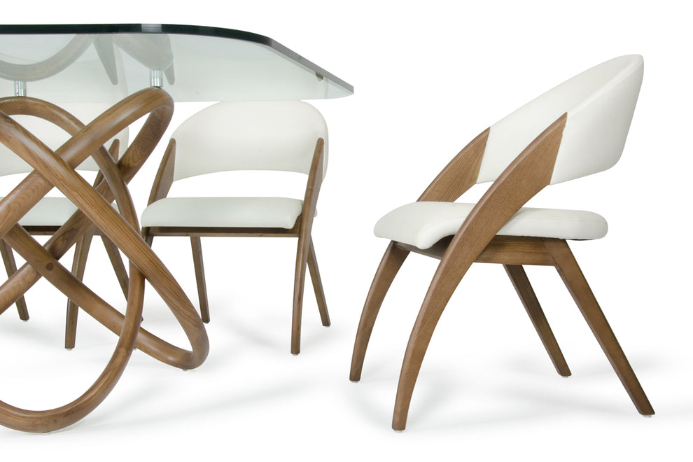 31' Walnut Wood And Cream Leatherette Dining Chair By Homeroots | Dining Chairs | Modishstore - 5