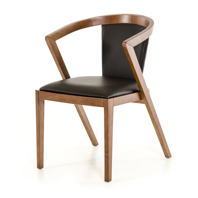 30' Walnut Wood And Black Leatherette Dining Chair By Homeroots | Dining Chairs | Modishstore