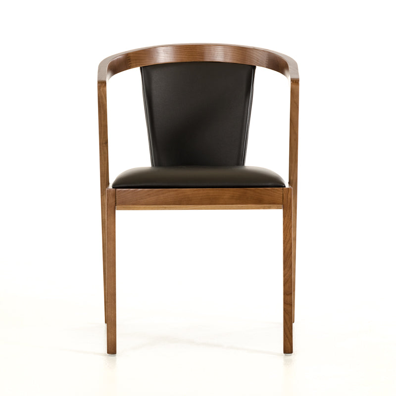 30' Walnut Wood And Black Leatherette Dining Chair By Homeroots | Dining Chairs | Modishstore - 2