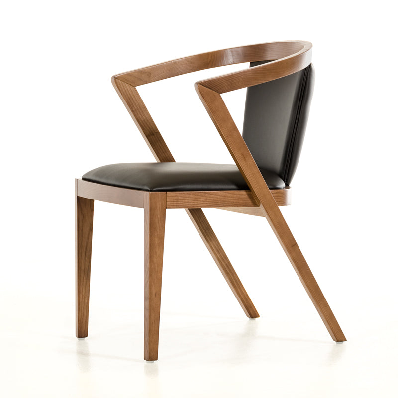 30' Walnut Wood And Black Leatherette Dining Chair By Homeroots | Dining Chairs | Modishstore - 3