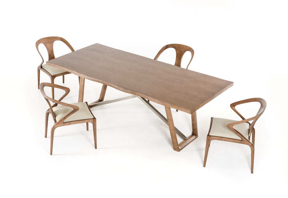 39' Walnut Veneer And Metal Dining Table By Homeroots | Dining Tables | Modishstore - 3