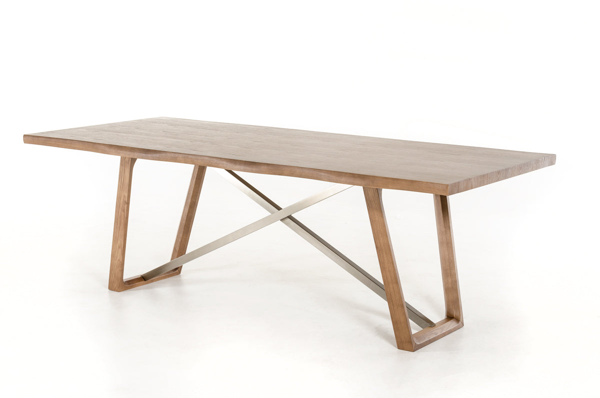 39' Walnut Veneer And Metal Dining Table By Homeroots | Dining Tables | Modishstore - 4
