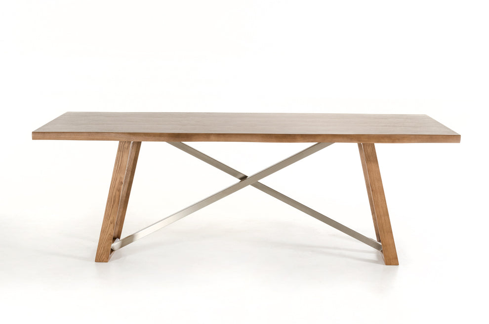 39' Walnut Veneer And Metal Dining Table By Homeroots | Dining Tables | Modishstore - 5