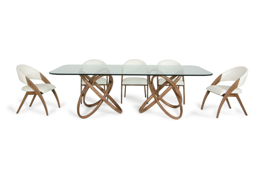 47" Walnut And Glass Dining Table By Homeroots | Dining Tables | Modishstore