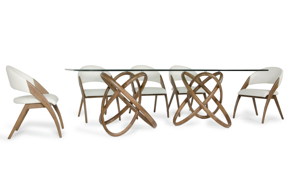 47" Walnut And Glass Dining Table By Homeroots | Dining Tables | Modishstore - 2