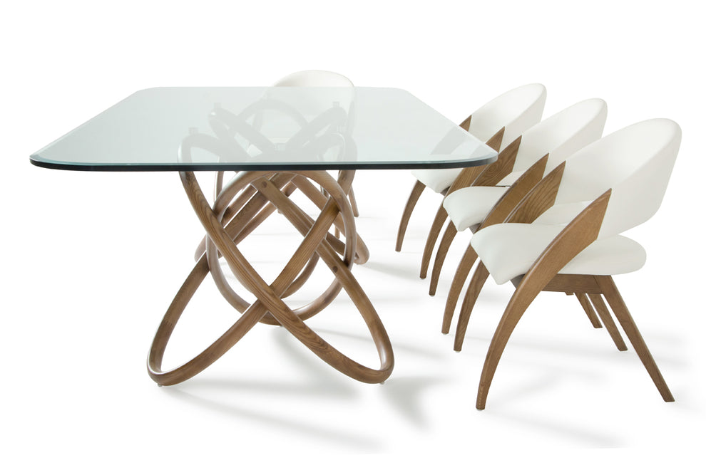 47" Walnut And Glass Dining Table By Homeroots | Dining Tables | Modishstore - 4