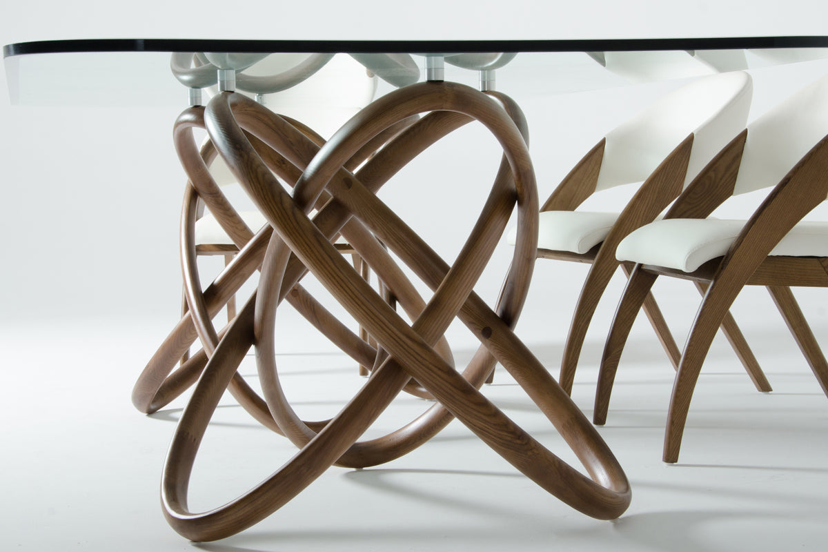 47" Walnut And Glass Dining Table By Homeroots | Dining Tables | Modishstore - 5