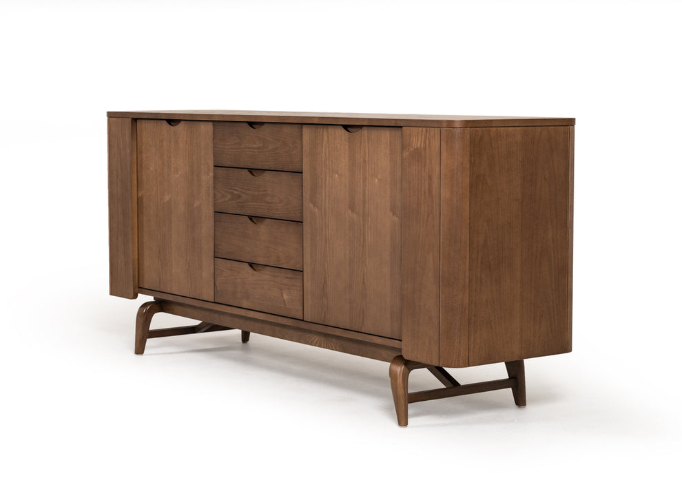 34" Walnut Wood And Veneer Buffet By Homeroots | Sideboards | Modishstore - 2