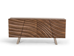 34' Walnut Wood Veneer And Steel Buffet By Homeroots