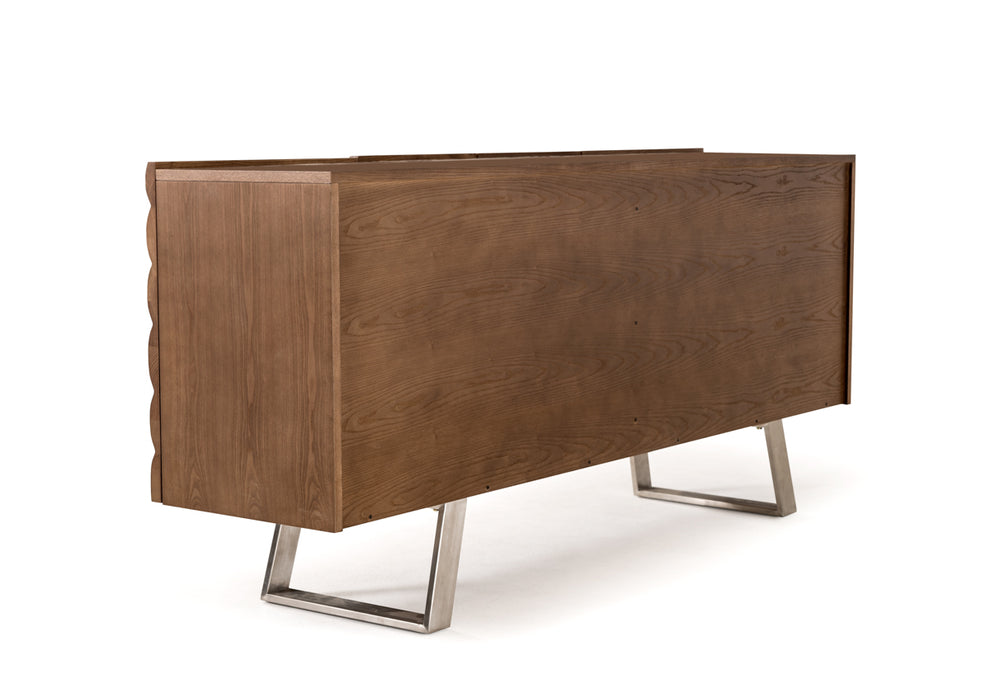 34' Walnut Wood Veneer And Steel Buffet By Homeroots | Sideboards | Modishstore - 4