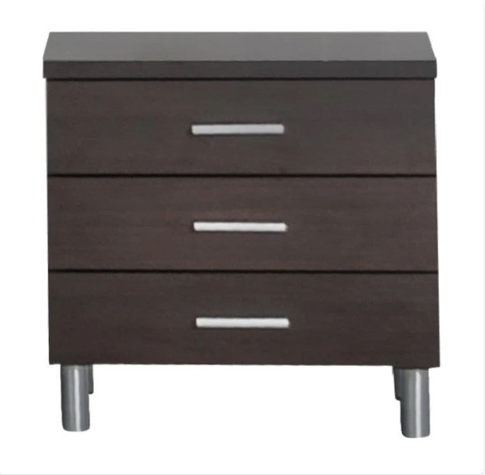 21' Wenge Veneer Mdf And Steel Nightstand By Homeroots | Nightstands | Modishstore - 2