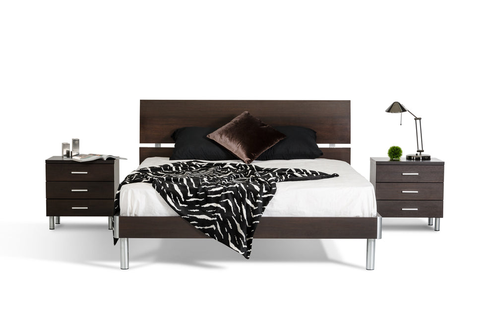 21' Wenge Veneer Mdf And Steel Nightstand By Homeroots | Nightstands | Modishstore - 3