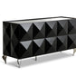 33' Black Lacquer Mdf And Steel Buffet With 3 Doors By Homeroots | Sideboards | Modishstore
