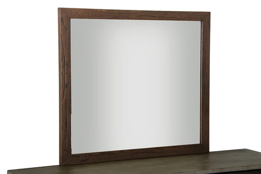 35" Dark Aged Oak Wood and Glass Mirror By Homeroots | Mirrors | Modishstore
