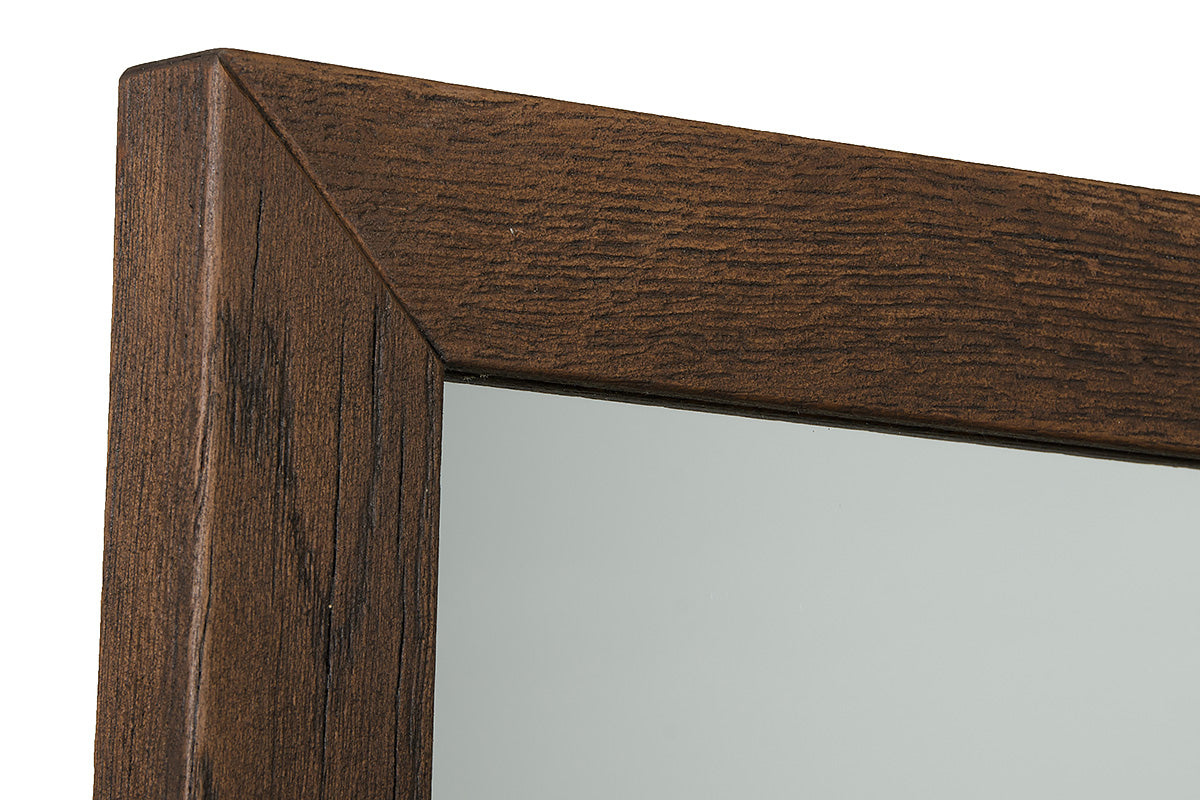 35" Dark Aged Oak Wood and Glass Mirror By Homeroots | Mirrors | Modishstore - 2