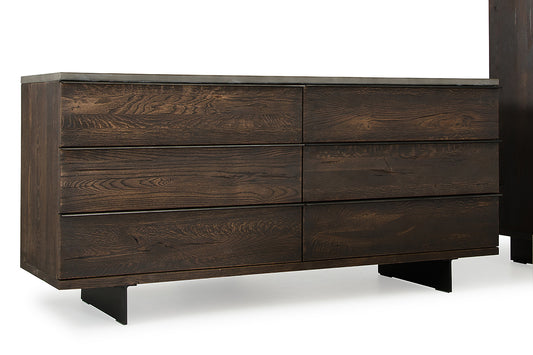 30' Dark Aged Oak Wood And Metal Dresser By Homeroots | Dressers | Modishstore