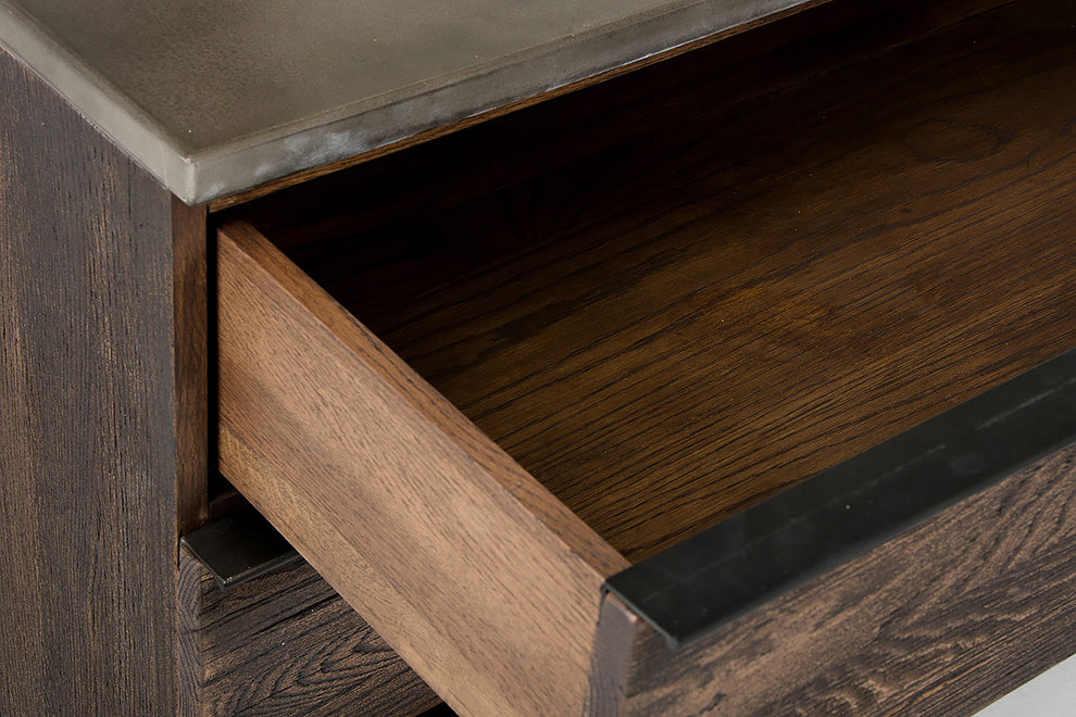 30' Dark Aged Oak Wood And Metal Dresser By Homeroots | Dressers | Modishstore - 3