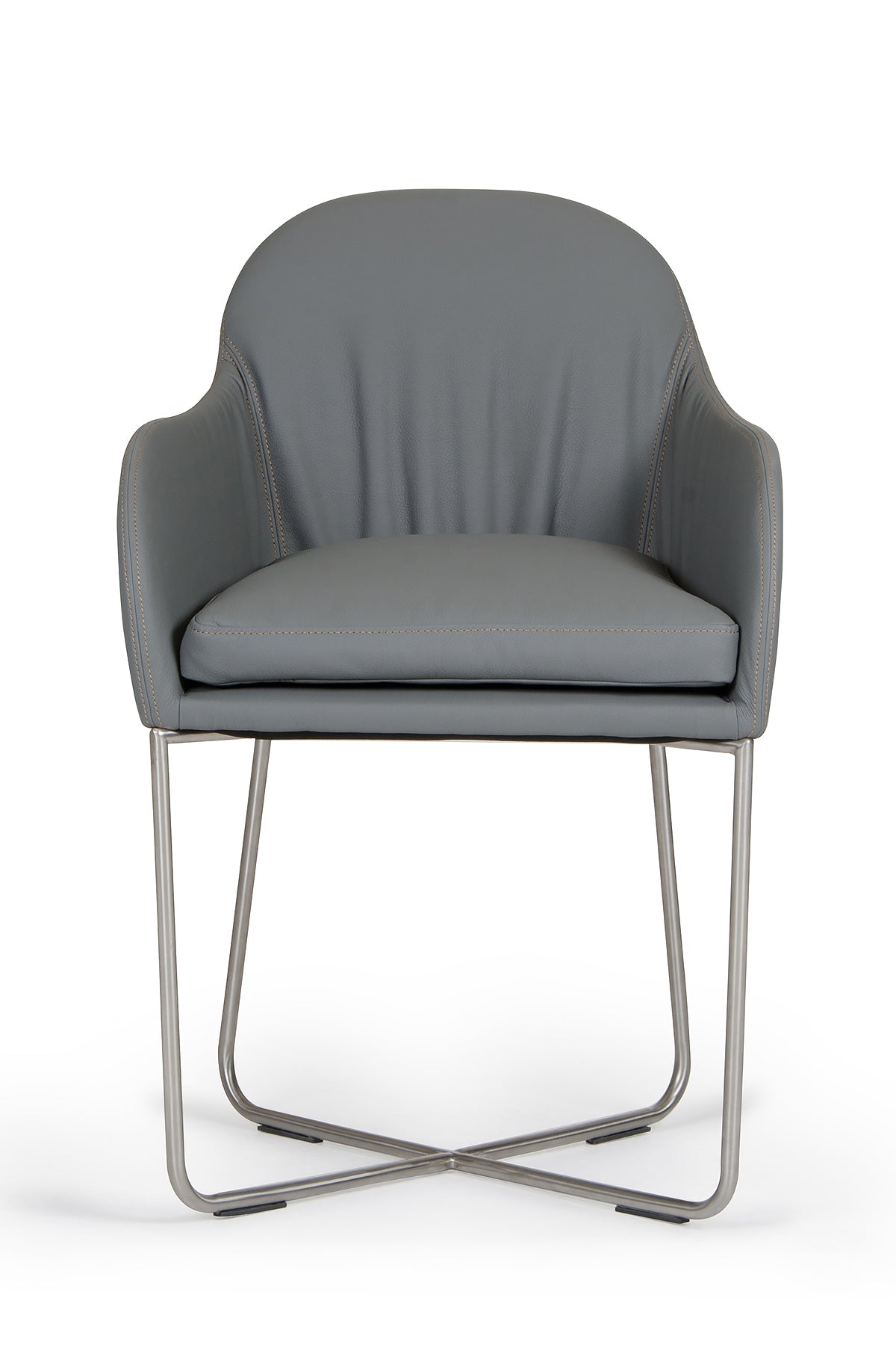34' Grey Leatherette And Steel Dining Chair By Homeroots | Dining Chairs | Modishstore - 2