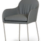 34' Grey Leatherette And Steel Dining Chair By Homeroots | Dining Chairs | Modishstore - 3