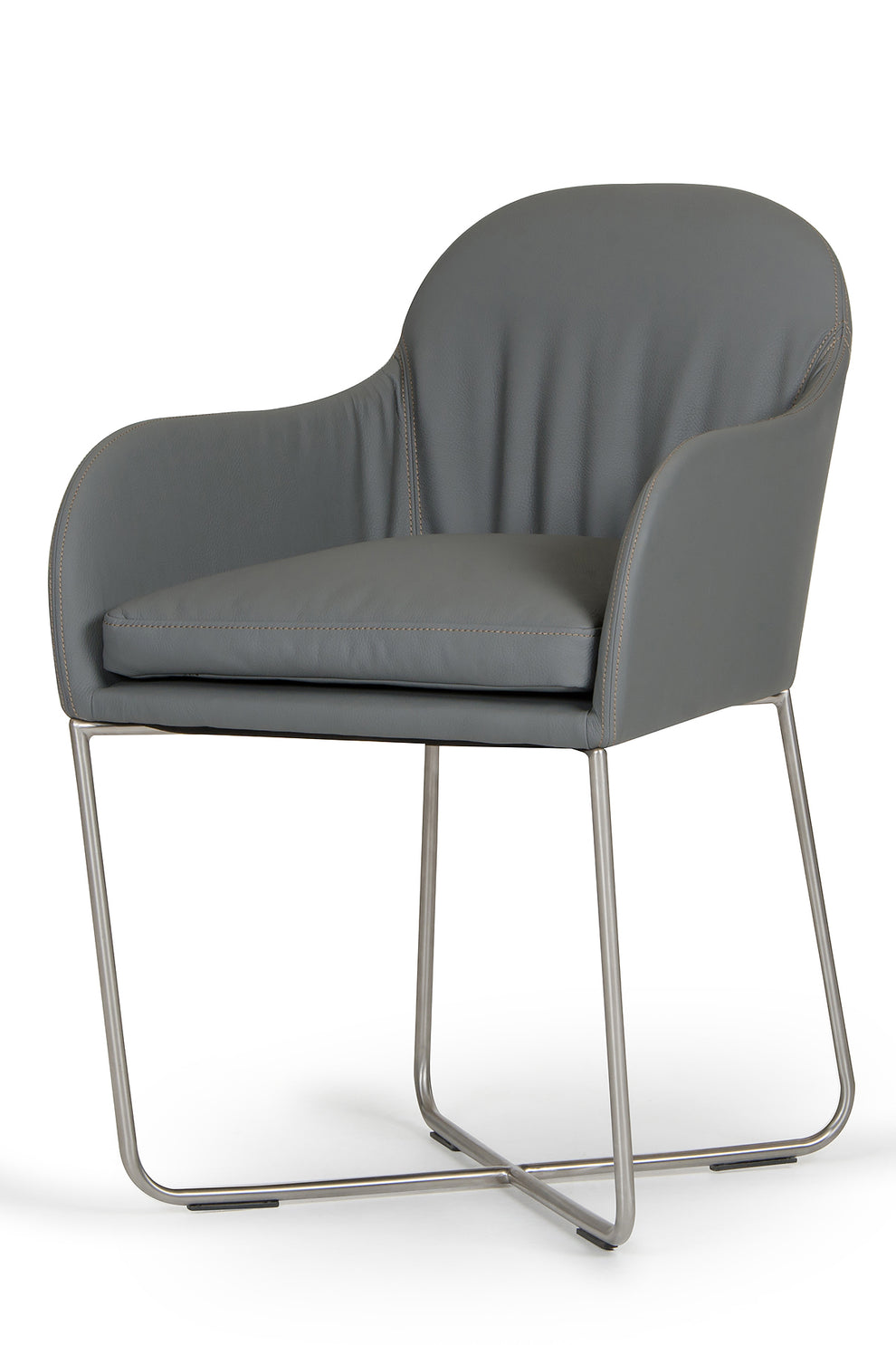 34' Grey Leatherette And Steel Dining Chair By Homeroots | Dining Chairs | Modishstore - 3