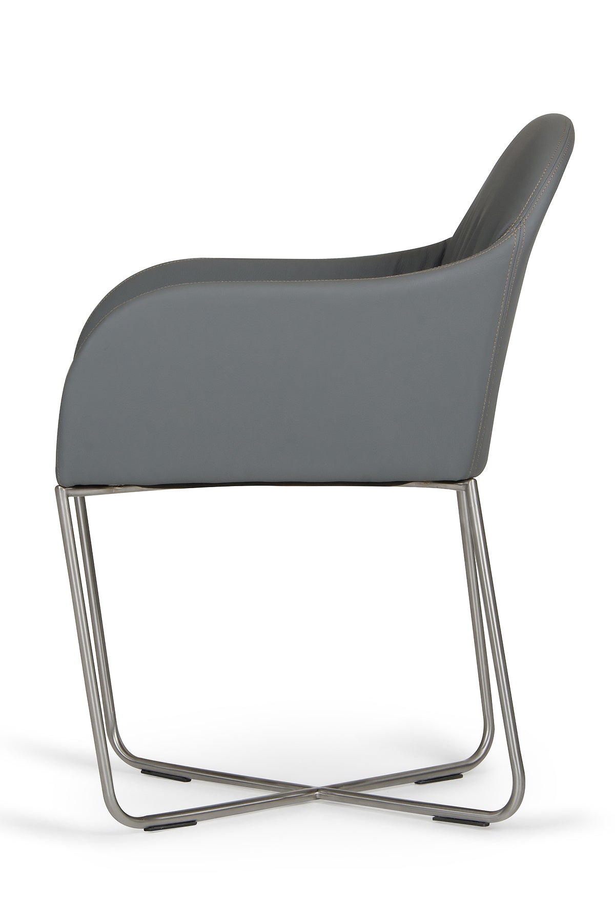 34' Grey Leatherette And Steel Dining Chair By Homeroots | Dining Chairs | Modishstore - 4