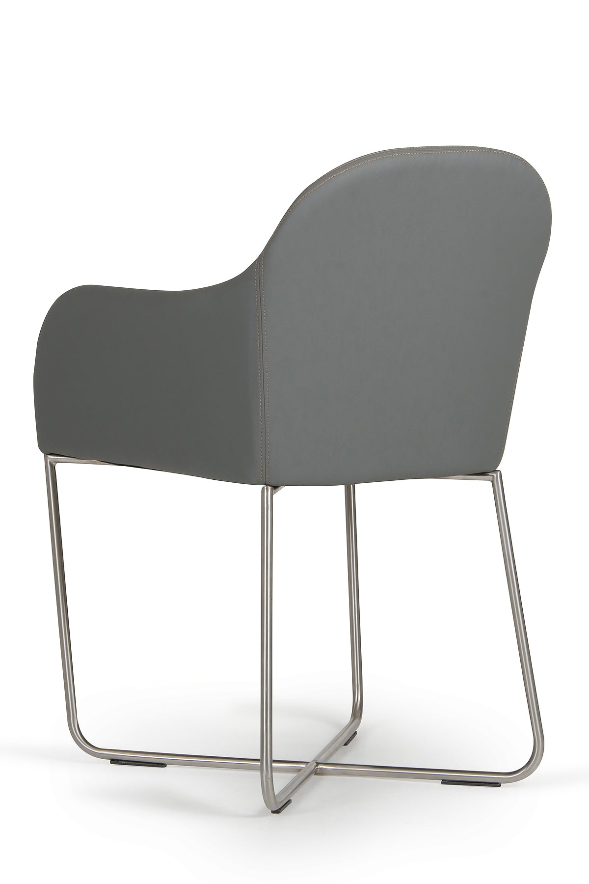 34' Grey Leatherette And Steel Dining Chair By Homeroots | Dining Chairs | Modishstore - 5