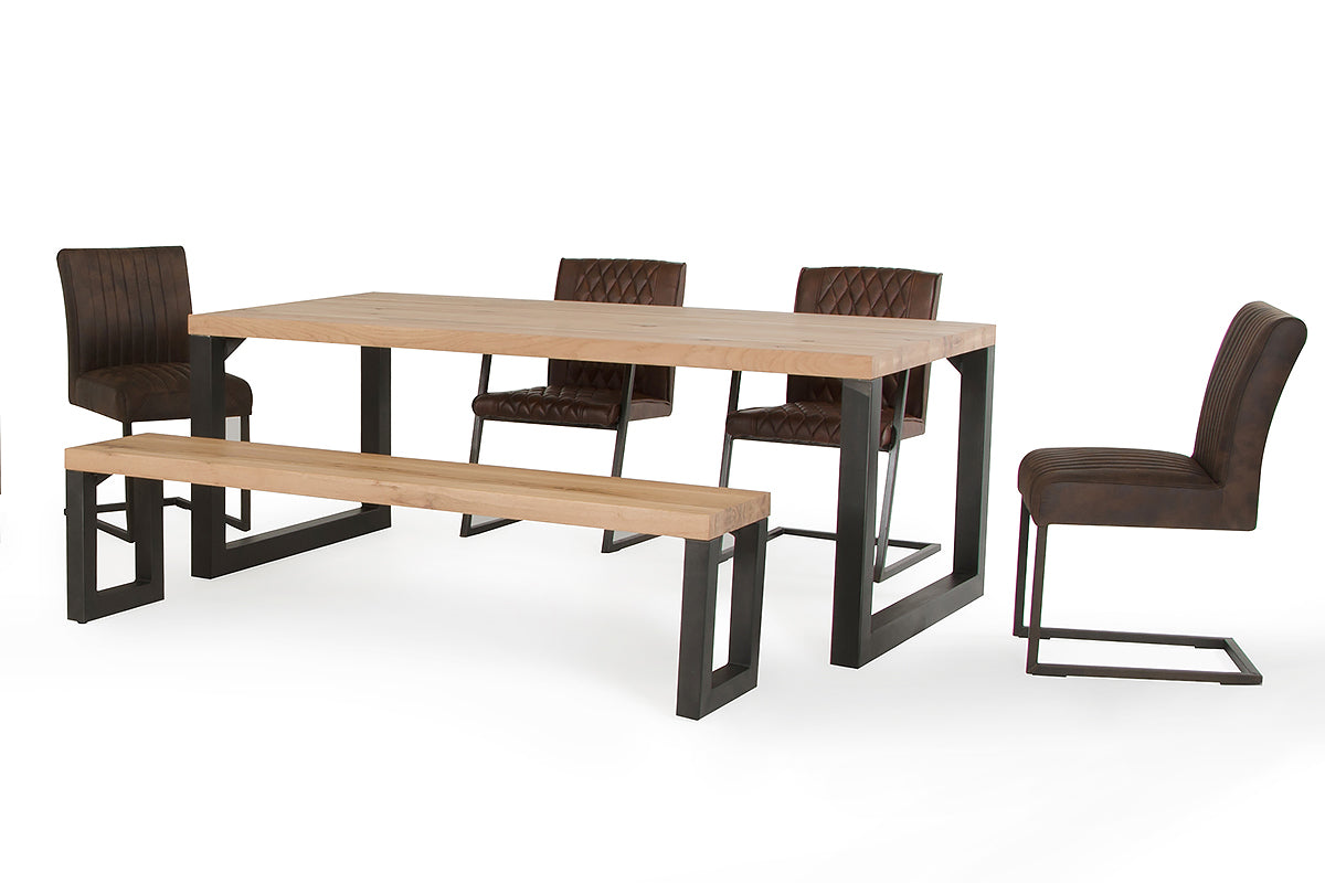 30' Aged Oak Wood And Metal Dining Table By Homeroots | Dining Tables | Modishstore