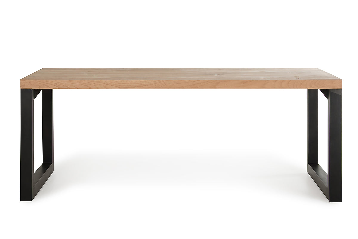 30' Aged Oak Wood And Metal Dining Table By Homeroots | Dining Tables | Modishstore - 2