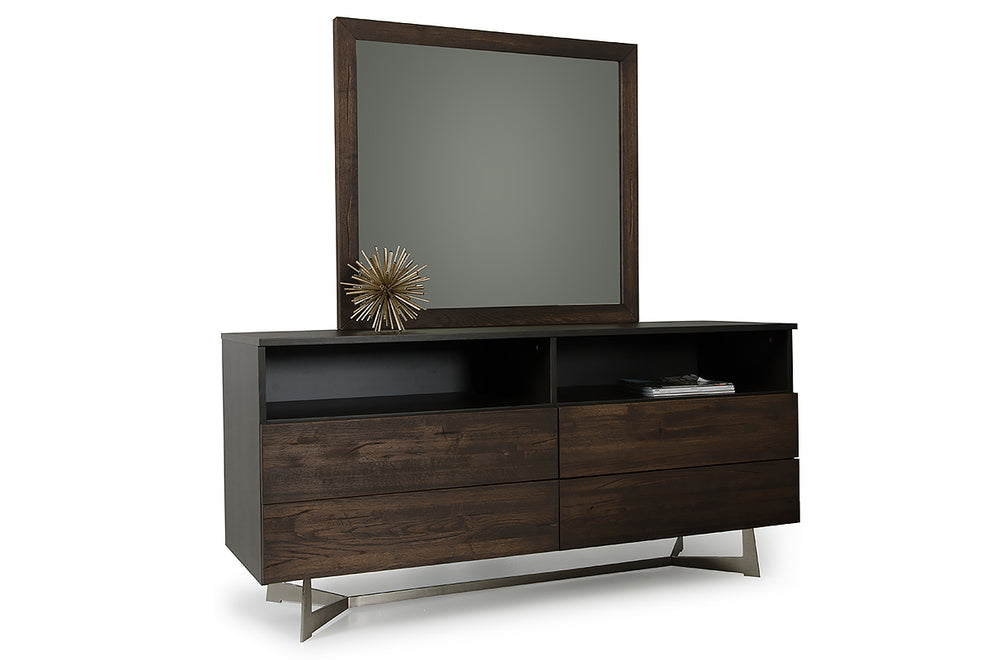 Modern Dark Aged Oak Mirror By Homeroots | Mirrors | Modishstore - 2