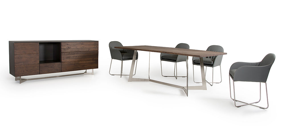 34' Dark Aged Oak Veneer Steel And Wood Buffet By Homeroots | Sideboards | Modishstore - 3
