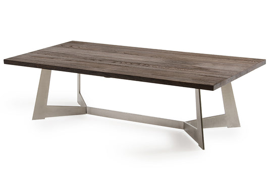 16' Dark Aged Oak Wood Veneer and Steel Coffee Table By Homeroots | Coffee Tables | Modishstore