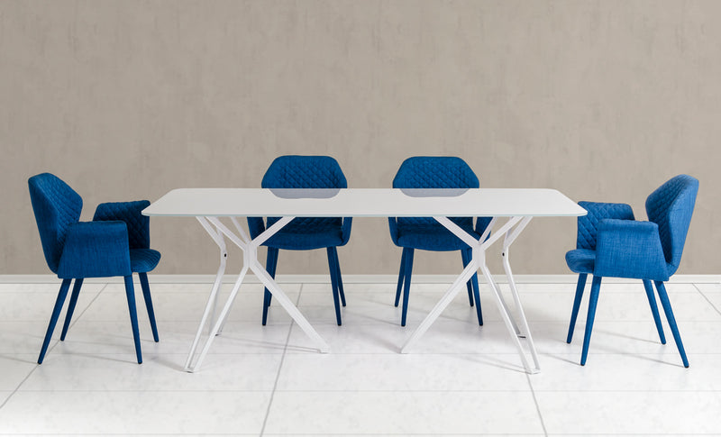 30" White Glass And Metal Dining Table By Homeroots | Dining Tables | Modishstore