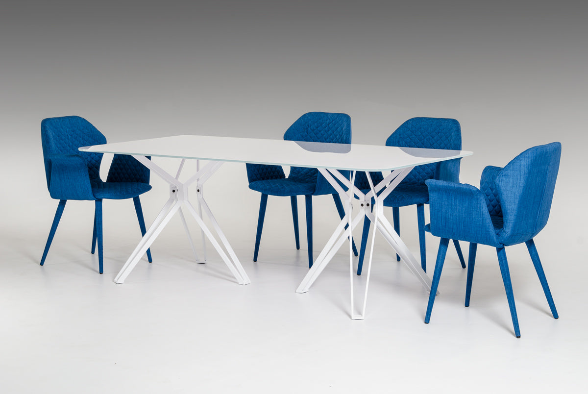 30" White Glass And Metal Dining Table By Homeroots | Dining Tables | Modishstore - 2