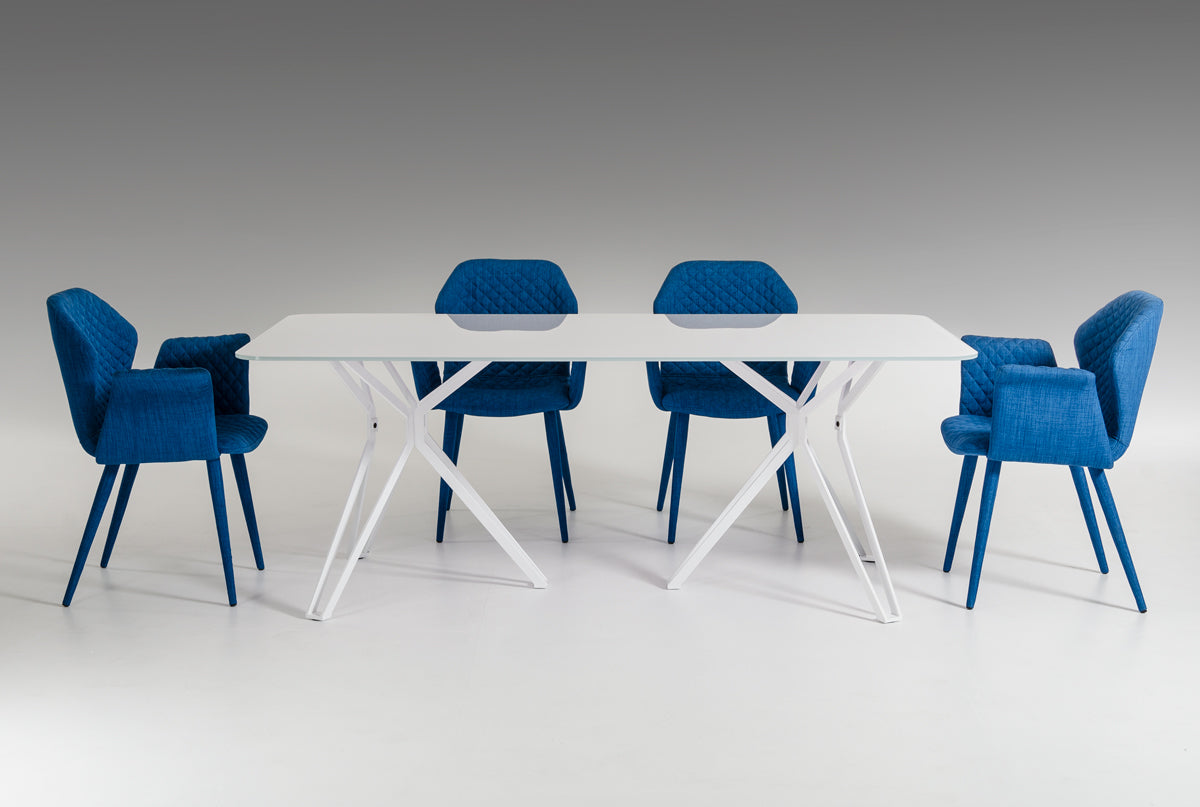 30" White Glass And Metal Dining Table By Homeroots | Dining Tables | Modishstore - 3