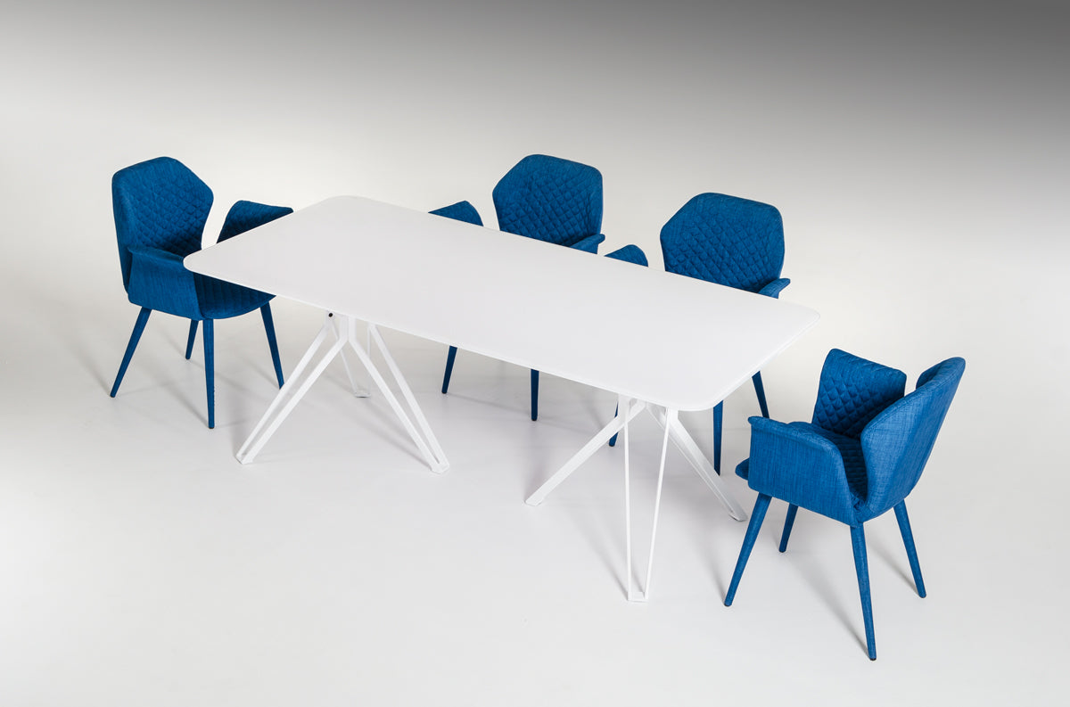 30" White Glass And Metal Dining Table By Homeroots | Dining Tables | Modishstore - 4