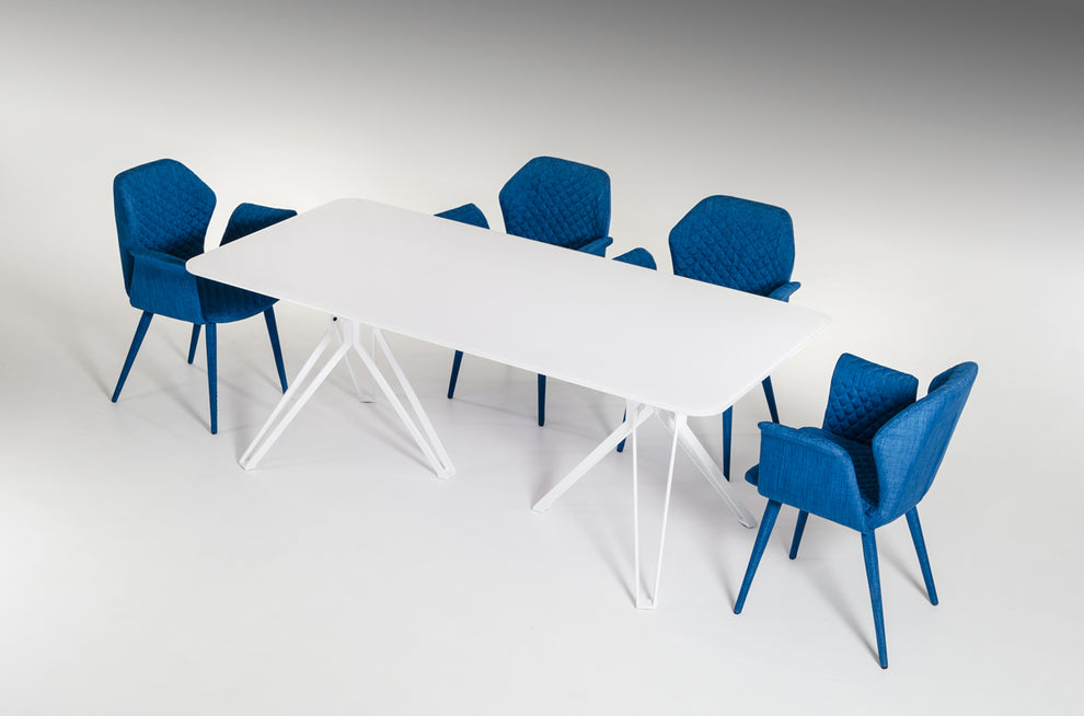 30" White Glass And Metal Dining Table By Homeroots | Dining Tables | Modishstore - 4