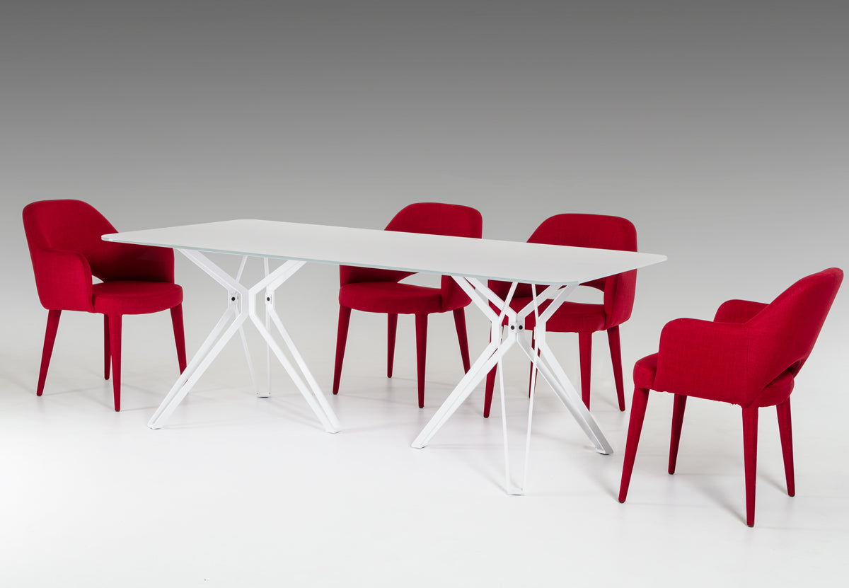 30" White Glass And Metal Dining Table By Homeroots | Dining Tables | Modishstore - 5