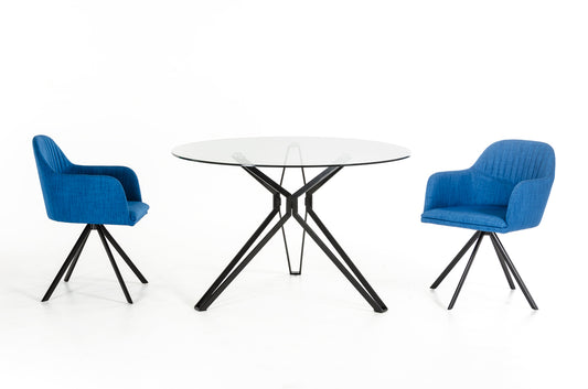 30' Glass And Metal Round Dining Table By Homeroots | Dining Tables | Modishstore