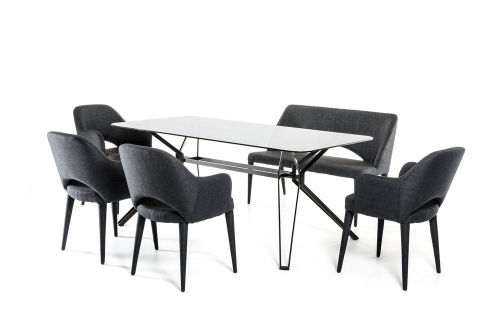 30" Metal And Smoked Glass Dining Table By Homeroots | Dining Tables | Modishstore - 2