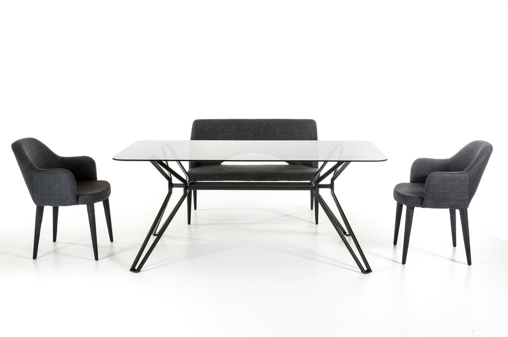 30" Metal And Smoked Glass Dining Table By Homeroots | Dining Tables | Modishstore - 4