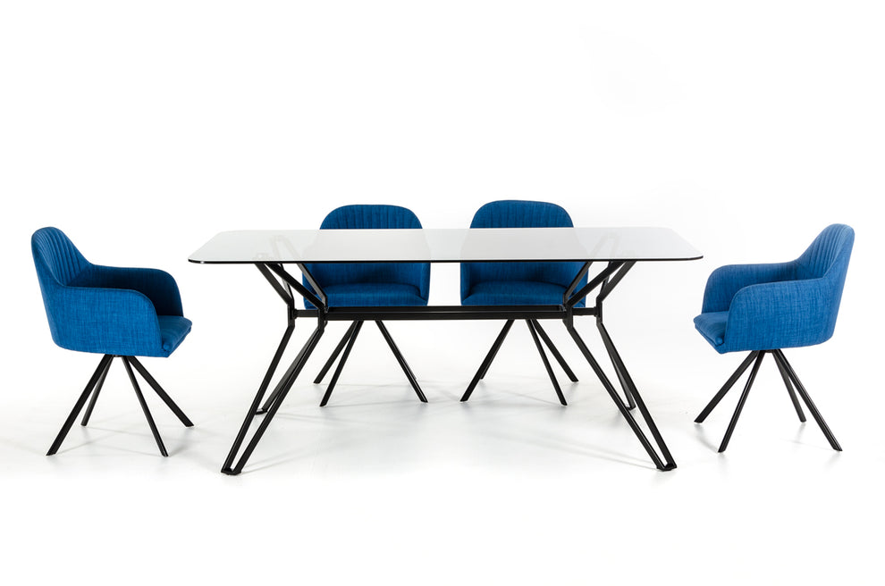 30" Metal And Smoked Glass Dining Table By Homeroots | Dining Tables | Modishstore - 5